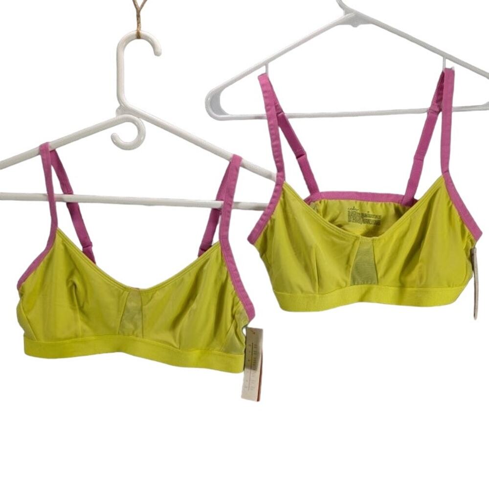 Pair 2 Colsie Bras Womens Medium 34C 34D 36B 36C Yellow Pink Stretchy New